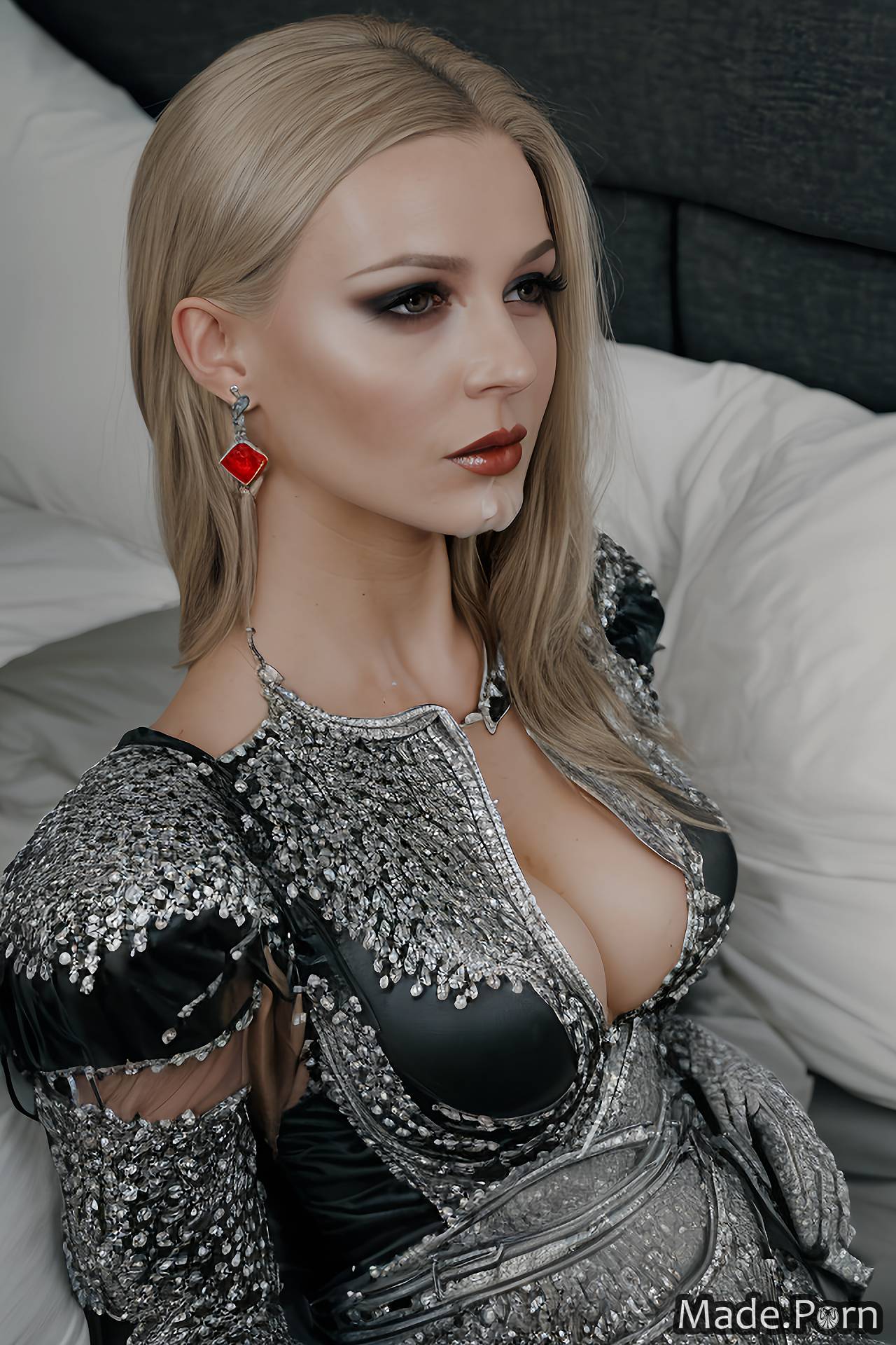 earrings silver pawg glass woman long hair metal