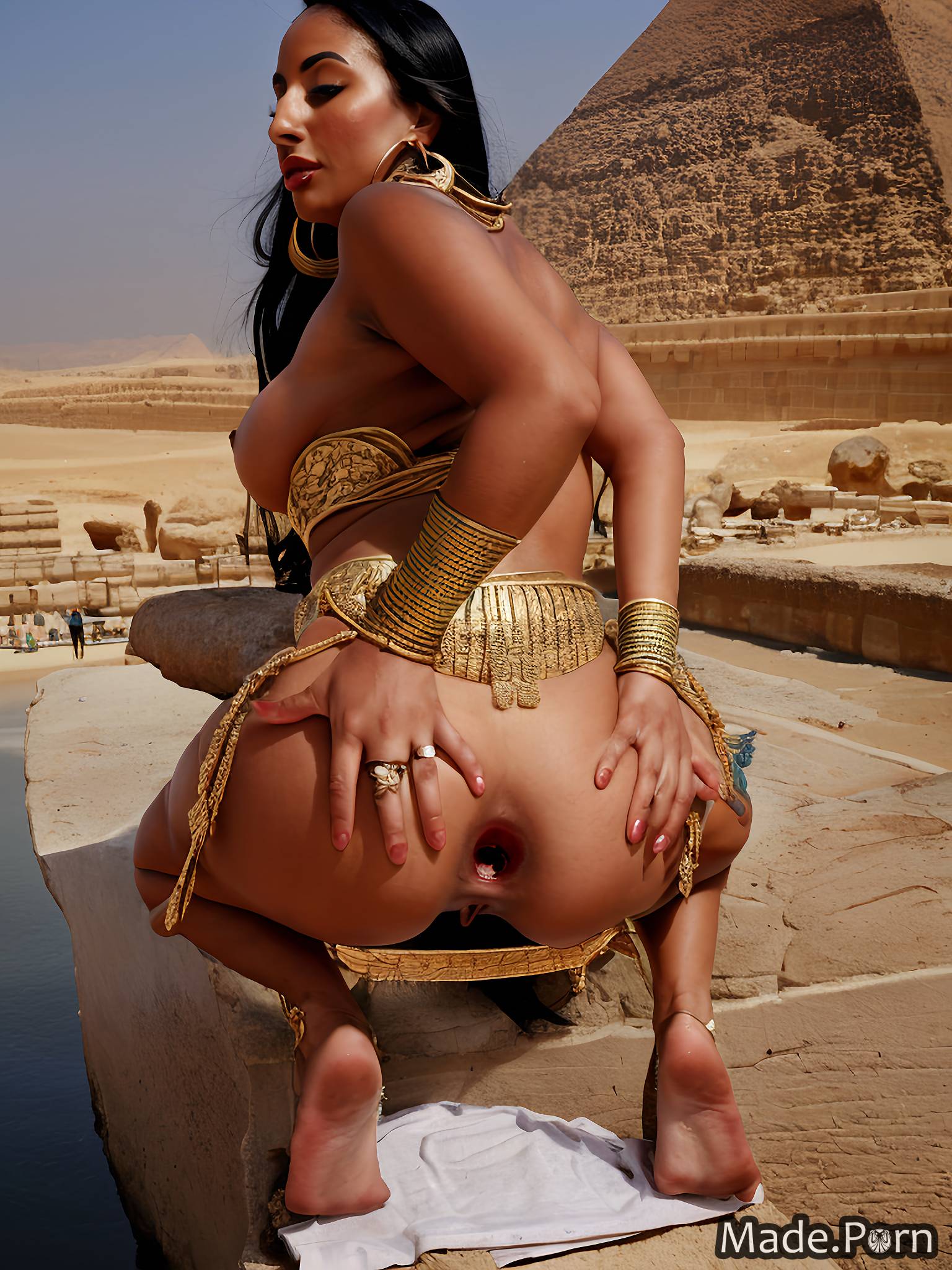 gigantic boobs gold spreading ass Pyramids of Giza, Egypt jewelry belly dancer silver